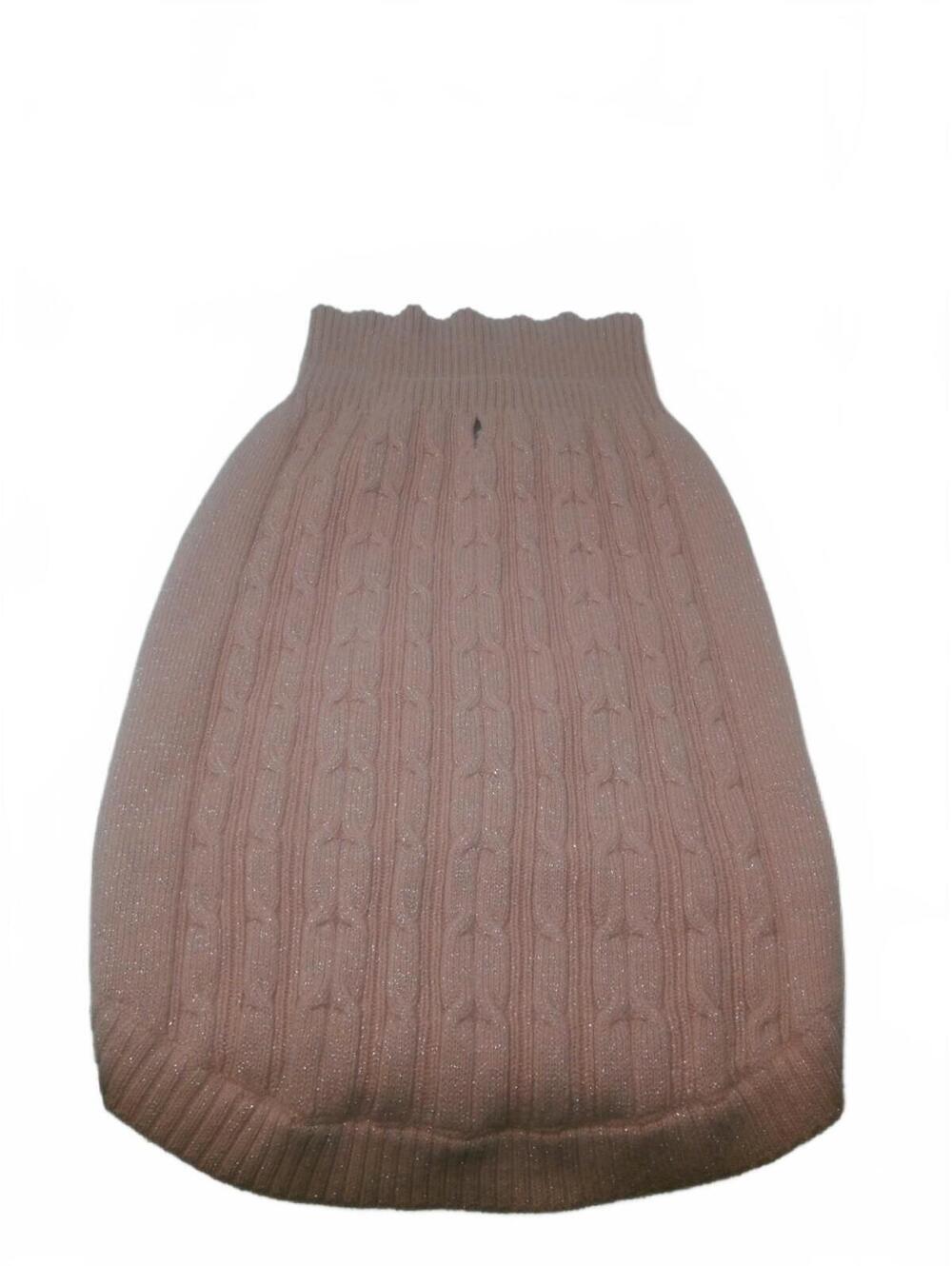 Cozy Pink Cable Knit Dog Sweater M/L